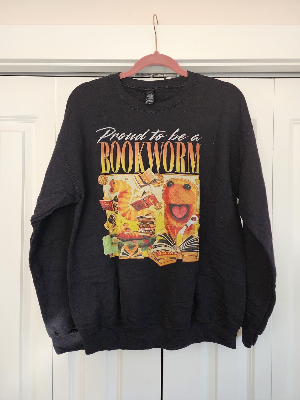 Sesame Street Slimey Proud to Be a Bookworm Graphic Crewneck Sweatshirt - Black